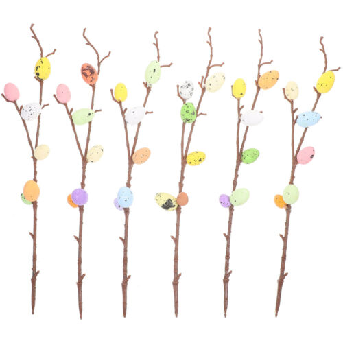  6 pièces branche de Pâques plante artificielle œufs de Pâques branches arrangement floral - Photo 1/12