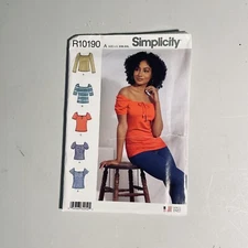 Misses Knit Tops Sewing Pattern Simplicity R10190/SZ XXS-XXL Uncut DAMAGED PKG