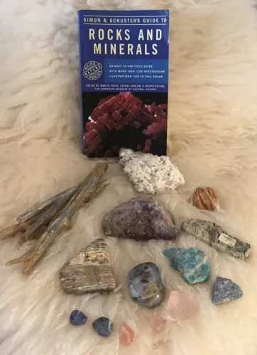 ROCK LOT, MINERAL CRYSTAL TURQUOISE AMETHYST & MORE ESTATE COLLECTION W/ BOOK