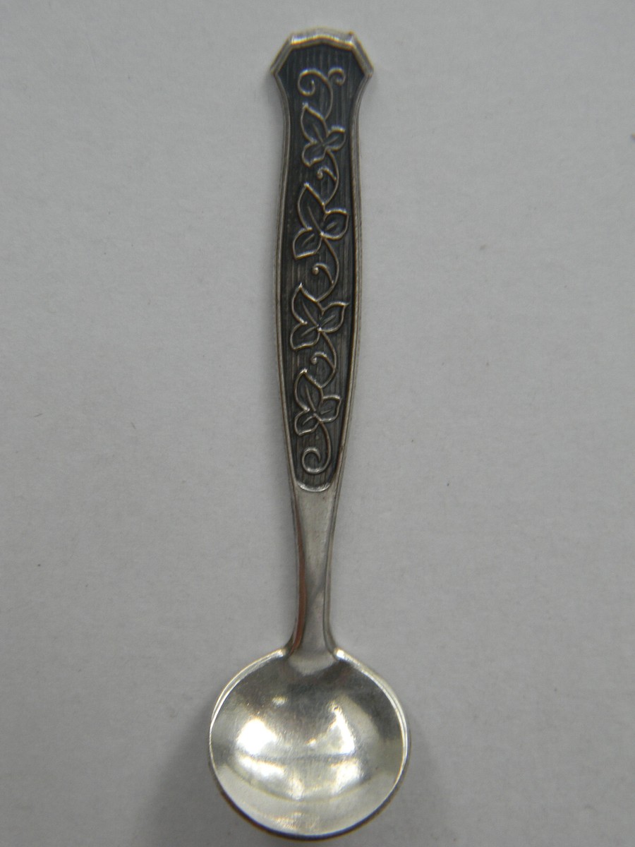 Vintage 1950s Meka Denmark Sterling Silver Salt Spoon Mid Century