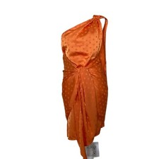 Vici Women's Orange Satin Polka Dot Wrap Mini Sleeveless Lined Dress Size Small