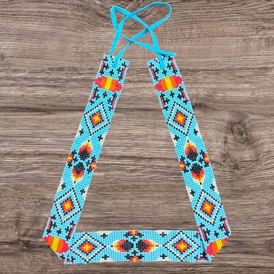 Beaded Hat Band Geometric Southwestern Pattern Cowboy Rode  display picture 1
