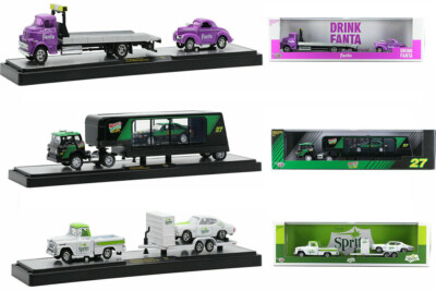 M2 1:64 AUTO HAULERS FANTA, MELLO YELLO, SPRITE, 3 PC SET MODELS 56000-TW13-6D1
