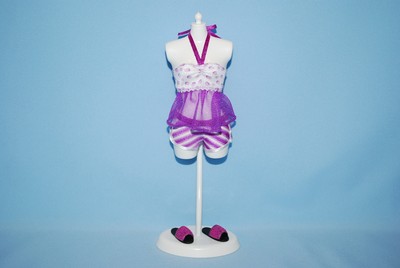 SASSY Purple and White Genuine BARBIE PJs Pajamas Night Clothes Fashion Clothes