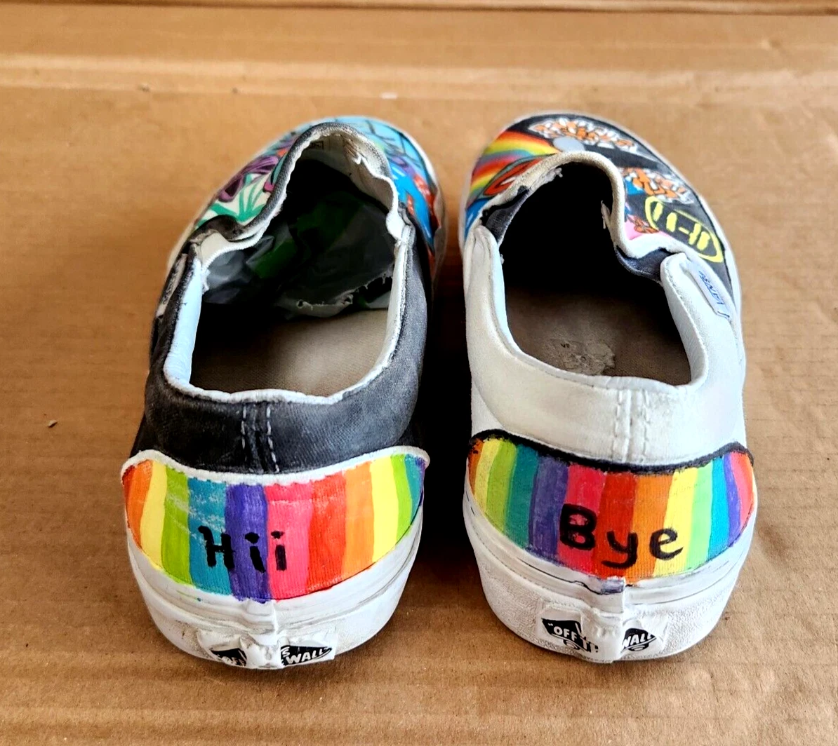 VANS Custom Slip On Good Vibes Unisex Shoes Size Mens 4 Women 5.5 Sneakers