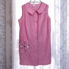 Vtg Montgomery Ward House Dress Large Snap Front Pink Sleeveless Cottagecore