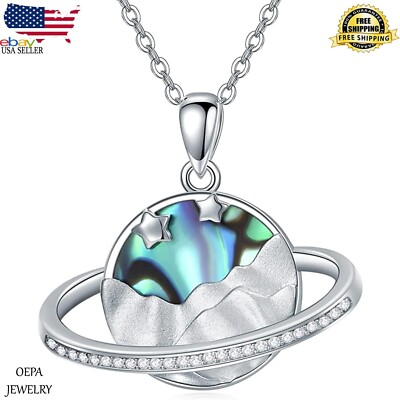 Saturn Necklace 925 Sterling Silver Universe Planet Saturn Women Necklace Jewelr
