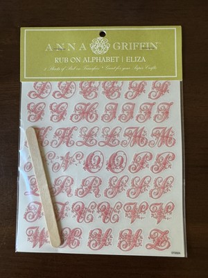 Anna Griffin ELIZA Pink And Green Alphabet Letters Rub On Two Sheets