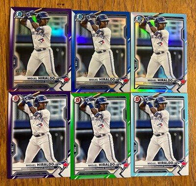 (x6 Lot) Miguel Hiraldo ALL COLOR REFRACTORS 2021 Bowman GREEN BLUE PURPLE etc.