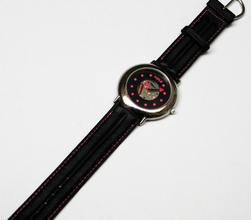 Rare French Kiple Black with hot pink details Metallic Head Leather Wristband - Picture 2 of 7