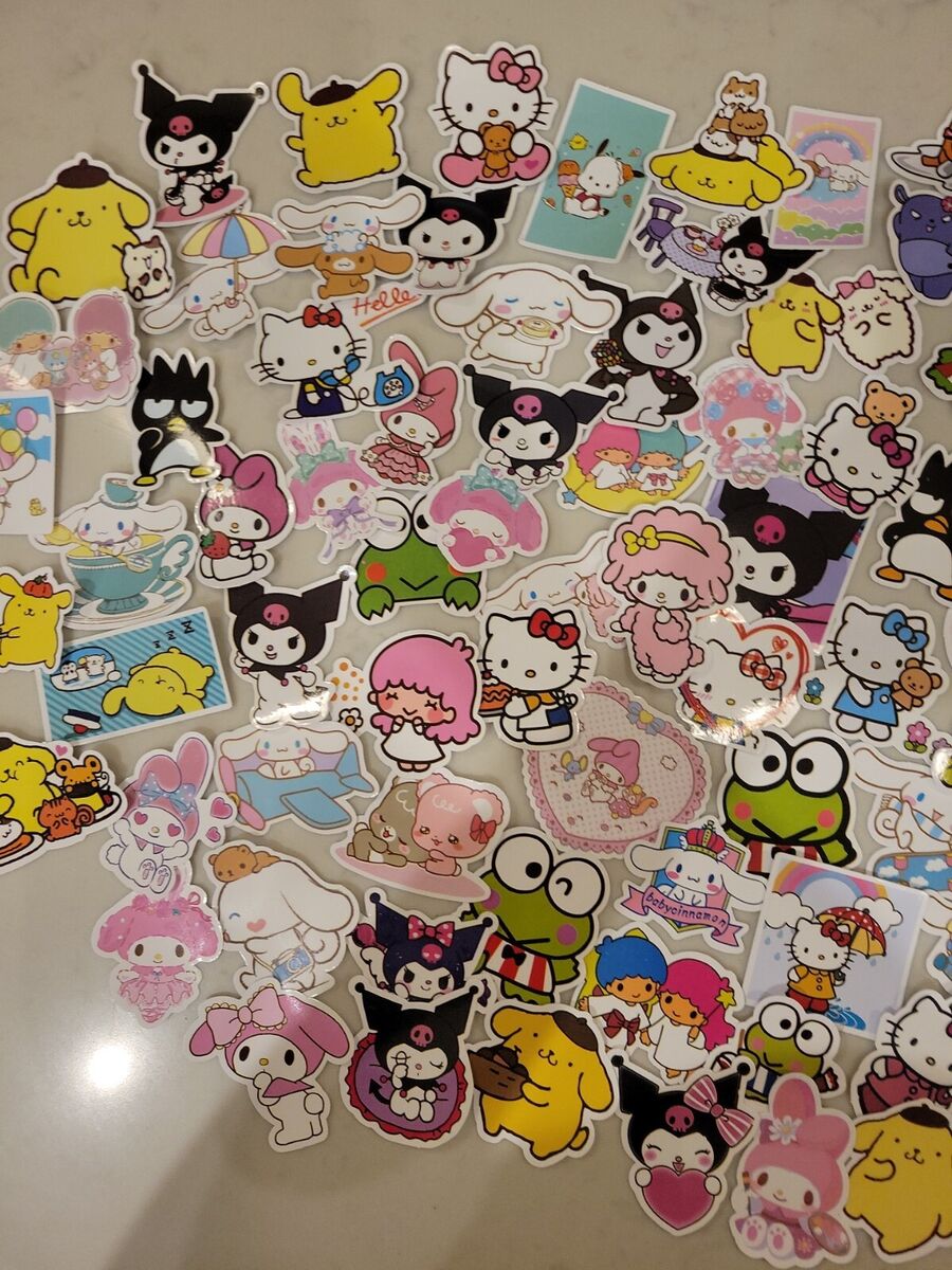 Sanrio Stickers Cute Hello Kitty Cinnamoroll Kuromi My Melody. 20 Pcs Mixed