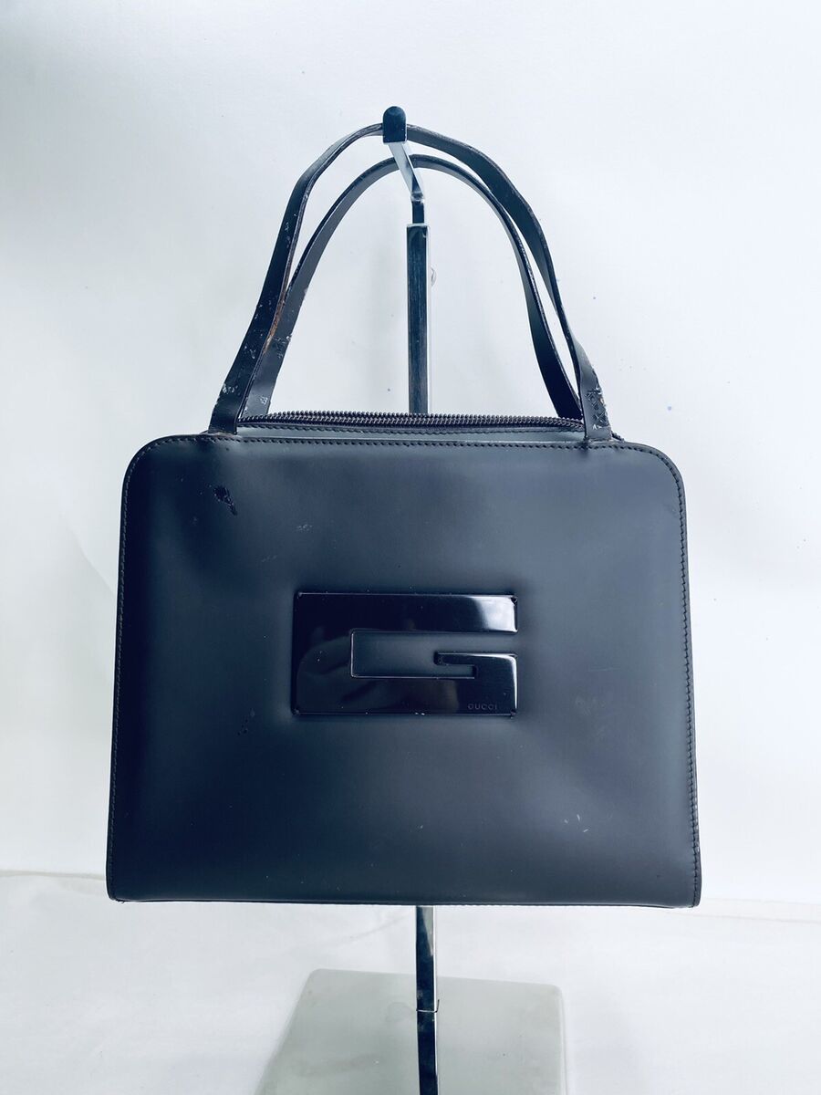 Gucci Vintage Hand Bag Big G 90s Tom Ford Black Leather Gucci Vintage Hand Bag Big G 90s Tom Ford Black Leather