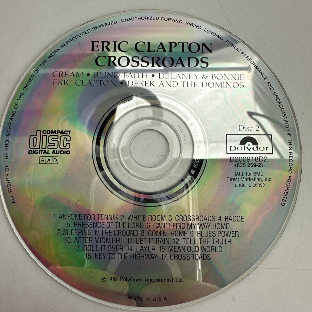 Eric Clapton Crossroads Disc 2 CD Disc Only | eBay
