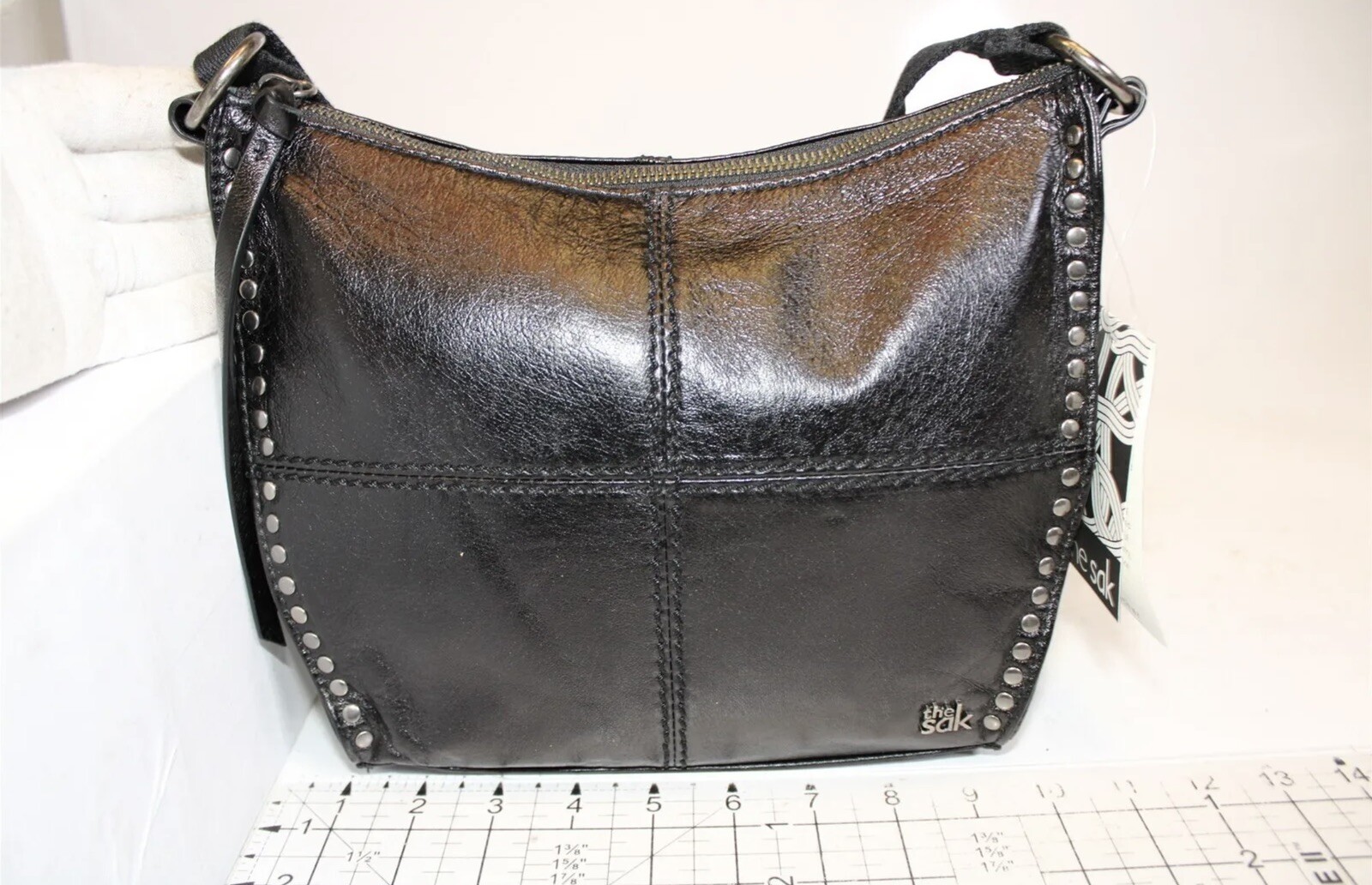 The SAK Saratoga Leather Crossbody Handbag Black Onyx for sale online
