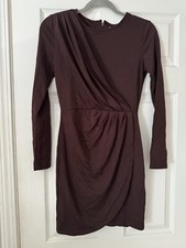 W118 by Walter Baker Women's Brown Long Sleeve Faux Wrap Tina Dress Size XS
