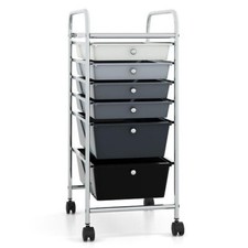 6 Drawers Rolling Storage Cart Organizer-Mixed Black - Color: Black  Gray