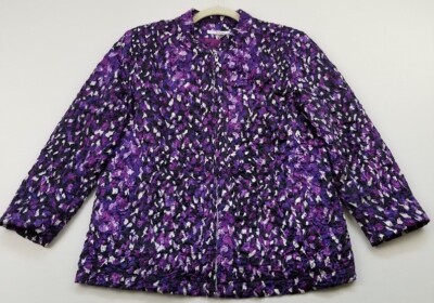 Tanjay Lightweight Jacket Women s 10 Multicolor 3/4 Sleeves Textured Full Zipper
