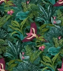 Rasch Tropical Rainforest Jungle Botanical Floral Birds Wallpaper Green  214727