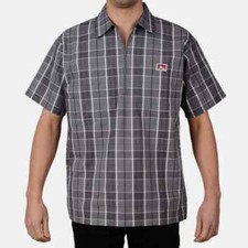 Ben Davis Short Sleeve Plaid 1/2 Zip Shirt Black grey