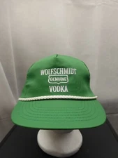 Vintage Wolfschmidt Vodka Green Snapback Hat Embroidered 