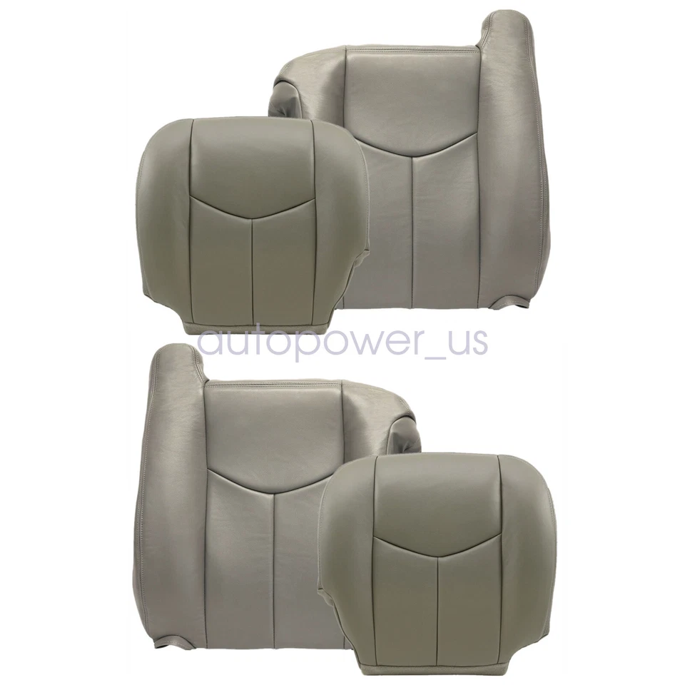 Cubierta de asiento delantera de cuero gris de repuesto para GMC Sierra 1500 2500 2003-2006 Foto 3 de 4