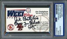 Joe Castiglione Biglietto da visita FIRMATO Radio Boston Red Sox scritta Auto PSA