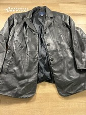 Venezia Jean Women Black Leather Trench Jacket Sz 14/16