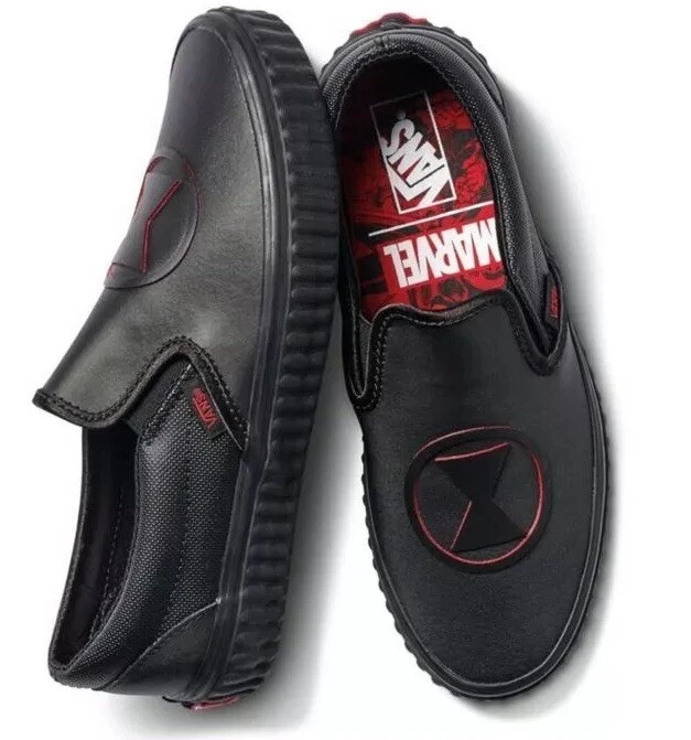 SALE BN Vans X Marvel Black Widow Slip On Checkerboard Women Skate Shoe SIZE 4.5