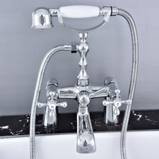 Polished Chrome Bathroom Claw foot Tub Faucet / Filler With Hand Shower stf771