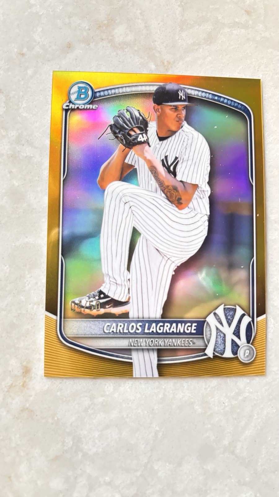 2025 Bowman Chrome - Prospects Carlos Lagrange #BCP-202 Gold Refractor /50 (RC)