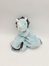 Carters blue Triceratops Lovey Dinosaur Security Blanket Striped Baby Nursery 1