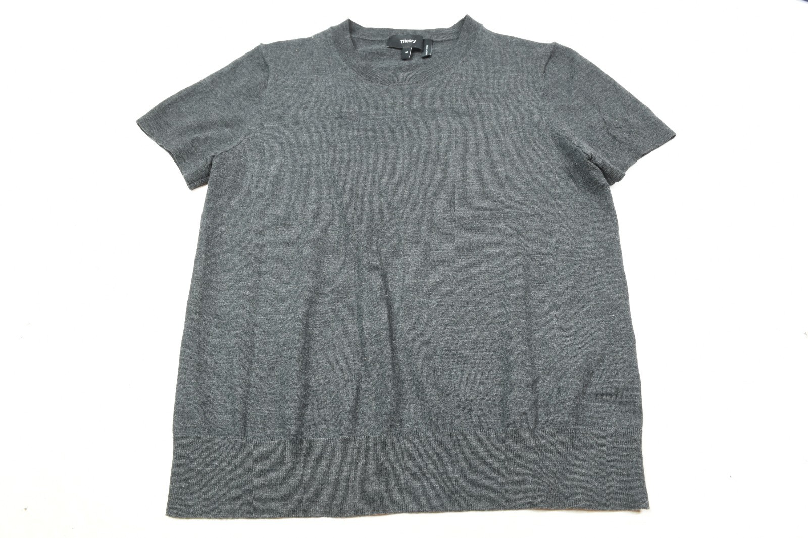 Theory Regal Wool Basic Tee Womens Medium Gray Sh… - image 1