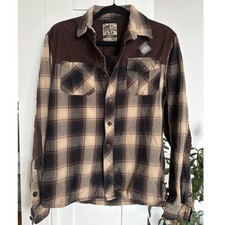 Men's 100 Cotton Plaid and Corduroy Button-Up Shirt, Size L, EUC