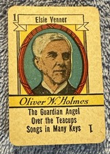 Vtg 1935 AUTHORS by RUSSELL CARD GAME Replacement Card 1 Oliver Holmes