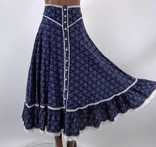 70s Gunne Sax Full Skirt Ditzy Print Calico S/M Cottagecore VFG