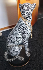 KARE Design Deko-Figur Gepard Cheetah Polyresin 52,5 cm wei&szlig;/schwarz/gold