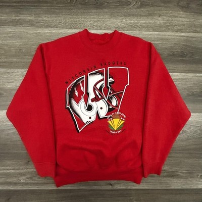 Vintage Wisconsin Badgers Sweatshirt Mens Large Red Football Hall Of Fame 90s