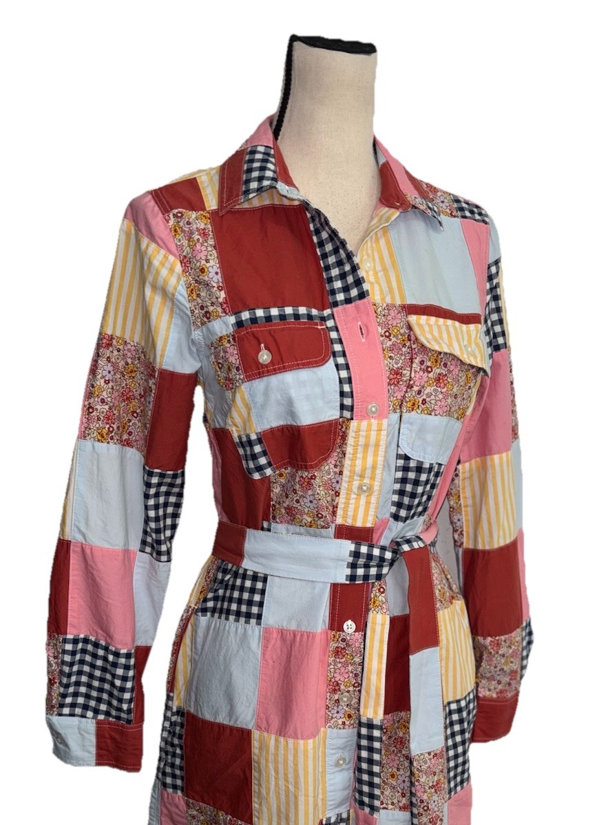 Lands End Dress Boho Patchwork Button-Down Hippy … - image 6