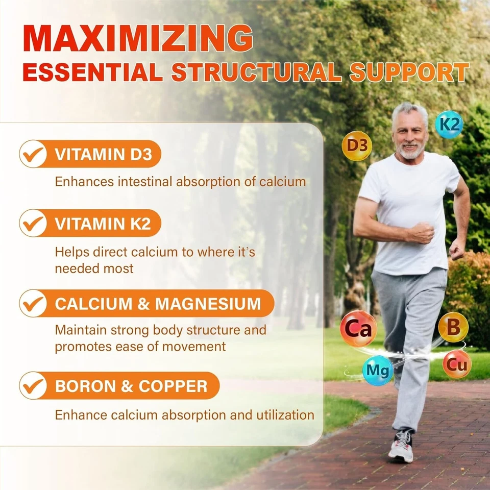 Calcio 1200mg con Gomitas Vitamina D3 K2 - Apoyo Inmune y Estrés - 60 Gomitas Foto 4 de 4