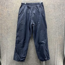 Y2K Nike Pants Mens Large Navy Nylon Windbreaker Track Warm Up Lined Vintage