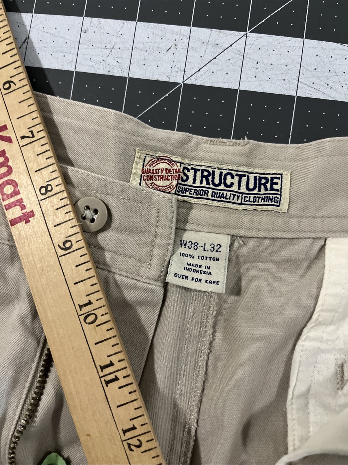VTG Structure Cargo Pants Mens 38x32 Khaki Brown Baggy Wide-Leg Y2K