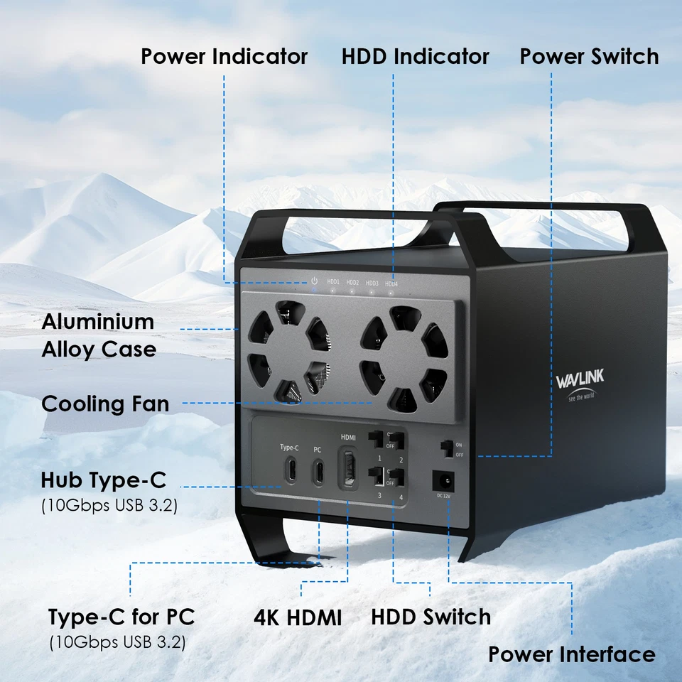 2-Bay/4-Bay Hard Drive Enclosure for 3.5"/2.5'' SATA HDD/SSD 10Gbps USB-C 3.2 - Image 2 of 4
