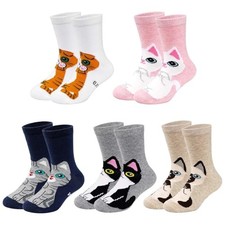 Kids Cotton Ankle Animal Socks - Cute Cartoon Crew Socks 8-11 Years Mix-5pairs