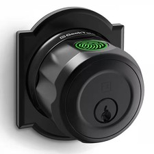 3-in-1 Aluminum Smart Lock Deadbolt Biometric  Key Access in Black, Shield