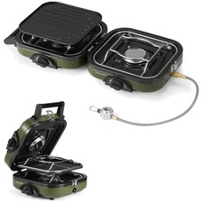 Multifunctional Portable Camping Stove with Griddle - Ideal for Outdoor Cooking