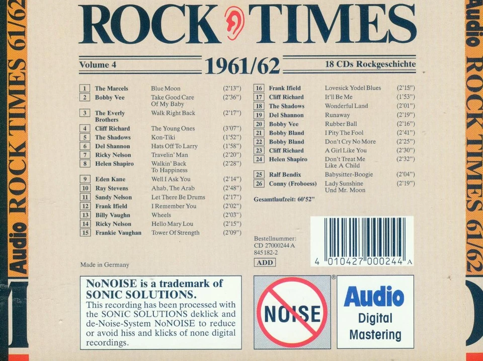 AUDIO ROCK TIMES - 1961/62 - CD - VOL.4 - 36 Jahre Rockgeschichte - Bild 2 von 2