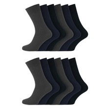 6 & 12 Pairs Men's 100% Cotton Crew Socks, Soft Top Comfortable Wear UK 6–11