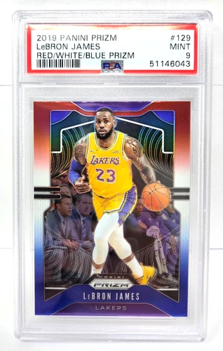 2019 Panini Red White Blue Prizm LeBRON JAMES Basketball Card PSA 9 MINT