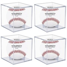 4 Pack Baseball Display Case, UV Protected Acrylic Boxes for Display,Clear Di...