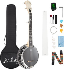 28-Inch 5-String MINI Banjo, Portable Travel Banjo Maple Body  REMO Head, with